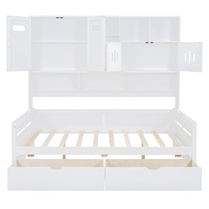 Daybed With All-In-One Cabinet And Shelf