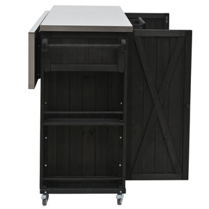 Outdoor Kitchen Island With Stainless Steel Top, Ample Storage Space, Towel And Spice Racks And A Bottle Opener