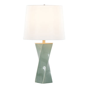 Curvo Square Contemporary 27" Ceramic Table Lamp in Sage Green