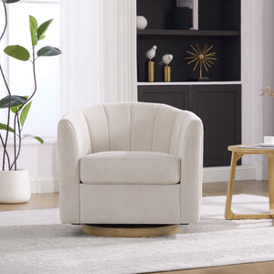Upholstered Chenille Swivel Barrel Chair