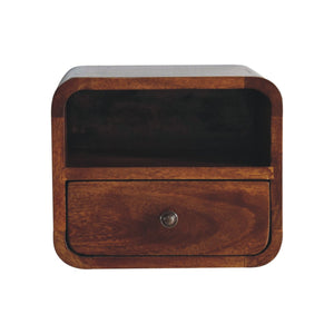 Extra Mini Wall-Mounted Curved Chestnut Nightstand