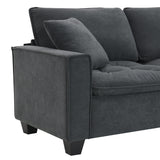 Leland Suede-Tufted L-Shaped Sectional With Ottoman