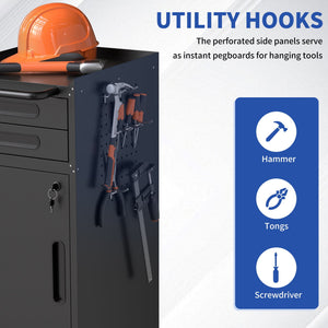 Rolling Tool Cabinet Heavy Duty Garage Storage With Lockable Doors