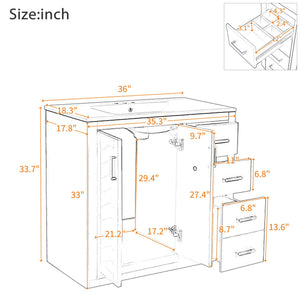Bathroom Vanity With Sink Combo, Storage Cabinet