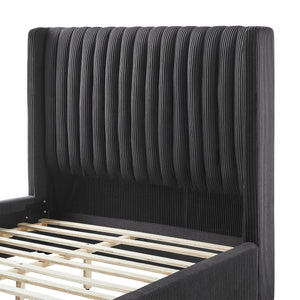 Corduroy Upholstered Wingback Bed Frame