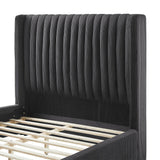 Corduroy Upholstered Wingback Bed Frame