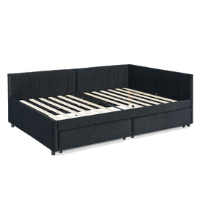 Upholstered Tufted Daybed Frame With Storage Drawers