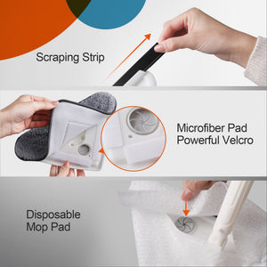 Effortless Wall Cleaning Mop With Disposable Pads, Versatile Triangle Design - White