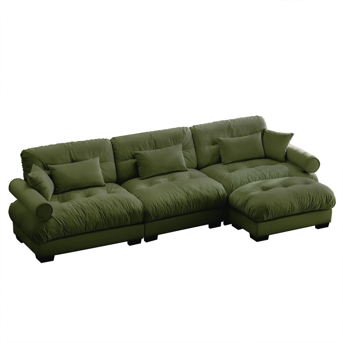 Oversized Modular Sectional Sofa with Movable Ottoman - Fabric, Multiple Colors