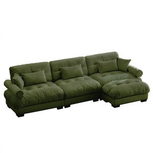 Oversized Modular Sectional Sofa with Movable Ottoman - Fabric, Multiple Colors