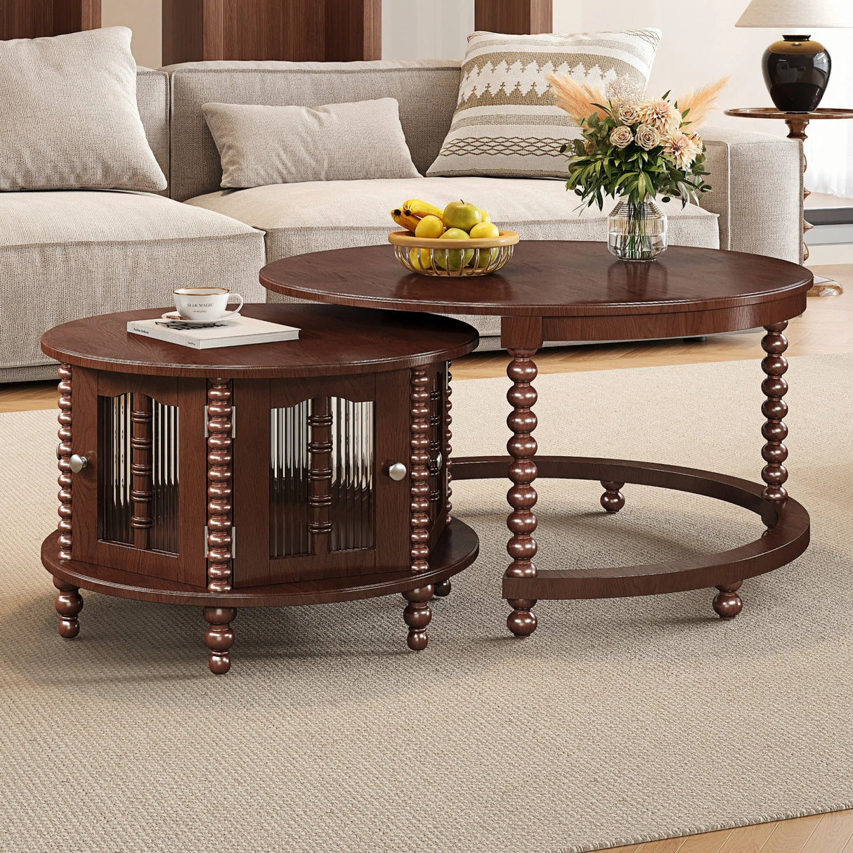 Vintage Round Nesting Coffee Table