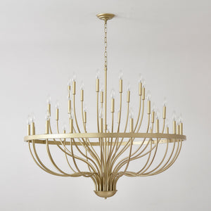 36-Light Gold Industrial Iron Candle Chandelier