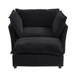Modern Armchair Sofa 47" Cozy Upholstered Sofa Chair with Movable Ottoman