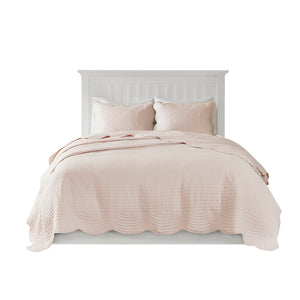 3 Piece Reversible Scalloped Edge Quilt Set Blush King/Cal King
