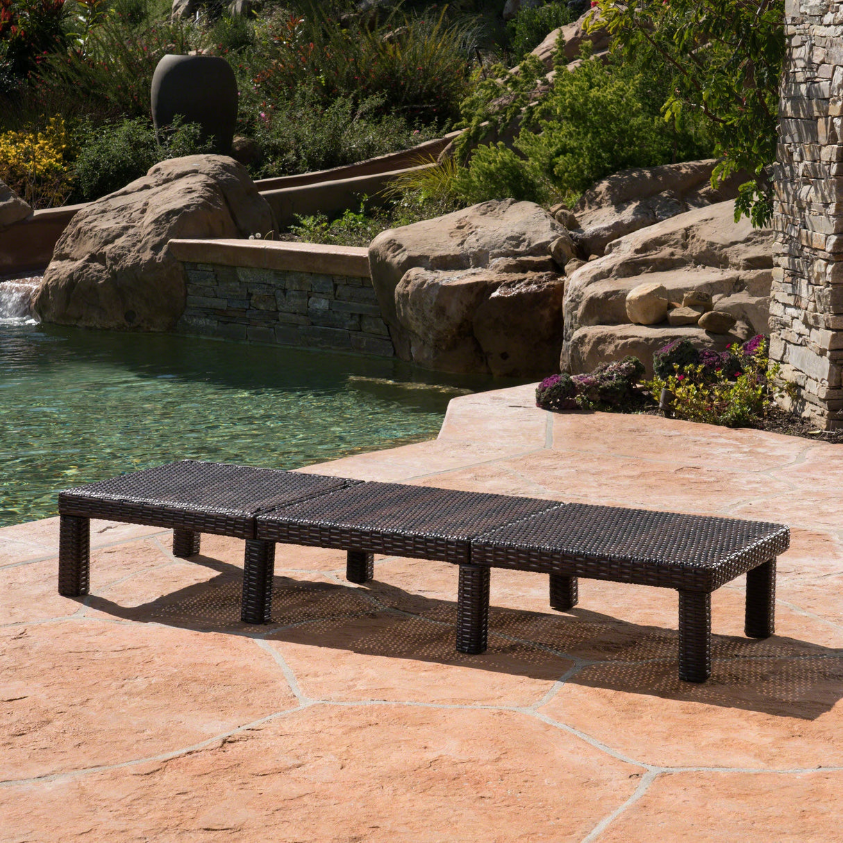 Outdoor Chaise Lounge with Wicker Design and Adjustable Backrest