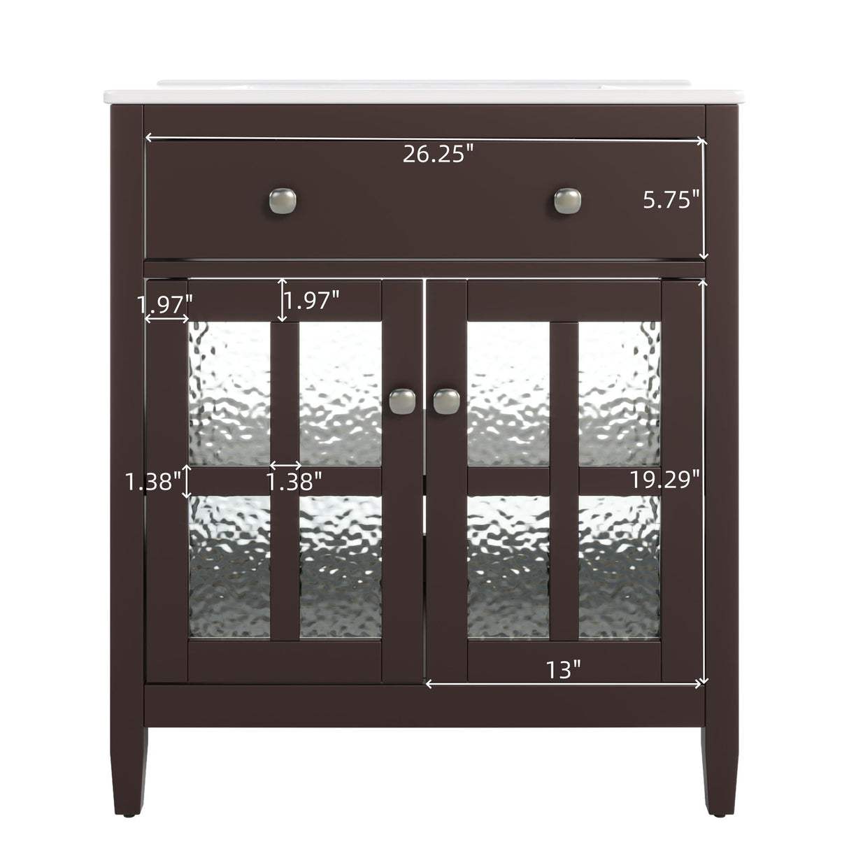 Bathroom Vanity With Ceramic Sink, Adjustable Shelf & Tip Out Tray