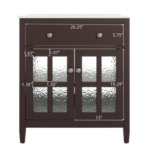 Bathroom Vanity With Ceramic Sink, Adjustable Shelf & Tip Out Tray