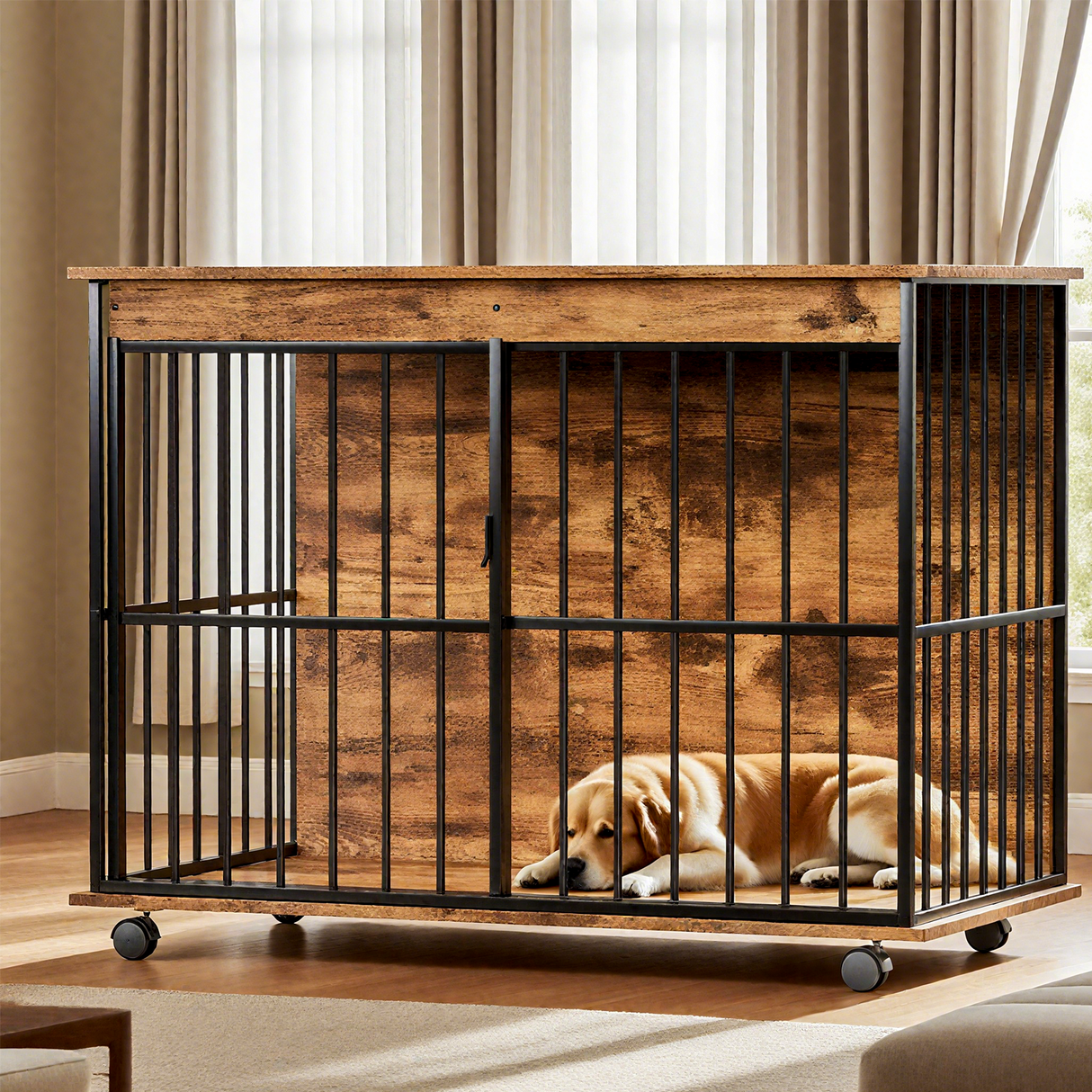 Large Wooden Dog Crate Furniture