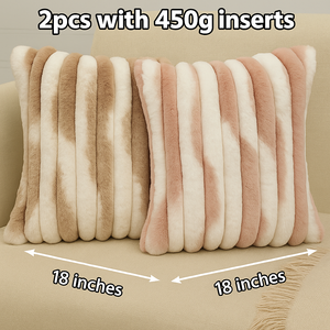 Set of 2 Polyester faux fur Throw Square Pillows  size 18"x18" Ombre colors