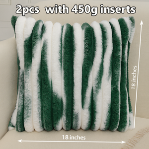 Set of 2 Polyester faux fur Throw Square Pillows  size 18"x18" Ombre colors
