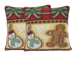 Gingerbread Snowman Woven Tapestry Throw Pillow Covers 16" x 16" (12917)
