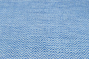 Blue Chevron Pattern Dhurrie Wool Area Rug