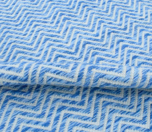 Blue Chevron Pattern Dhurrie Wool Area Rug