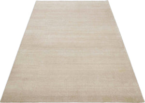 Modern Solid Beige Hand Woven Wool Area Rug