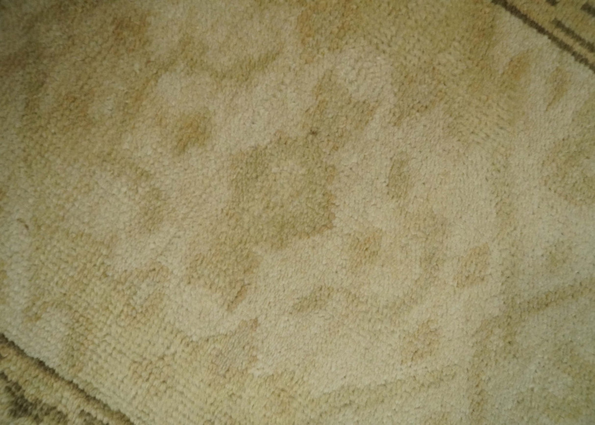 2x3 Hand Knotted Beige and Olive Traditional  Oushak Wool Rug