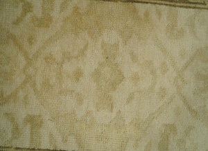 2x3 Hand Knotted Beige and Olive Traditional  Oushak Wool Rug