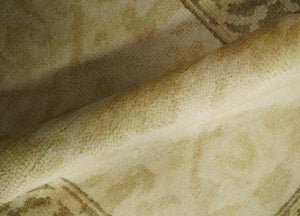 2x3 Hand Knotted Beige and Olive Traditional  Oushak Wool Rug
