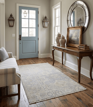 2x3 Hand Knotted Gray And Beige Traditional Oushak Wool Rug