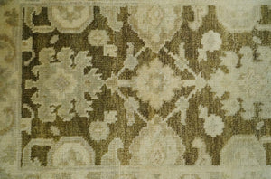 2x3 Hand Knotted Olive And Beige Traditional Oushak Wool Rug