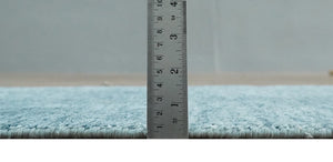 2x3 Hand Woven Modern Solid Blue Wool Rug