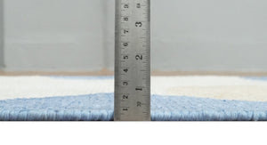 2x3 Beige and Blue Hand Knotted Modern Polka Dots Wool Rug