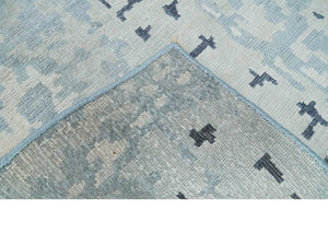 2x3 Modern Abstract Blue, Ivory and Charcoal Bamboo silk Rug