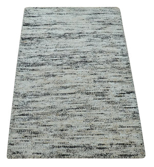 2x3 Modern Abstract Charcoal and Silver Hand Loom Art Silk Rug