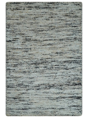 2x3 Modern Abstract Charcoal and Silver Hand Loom Art Silk Rug