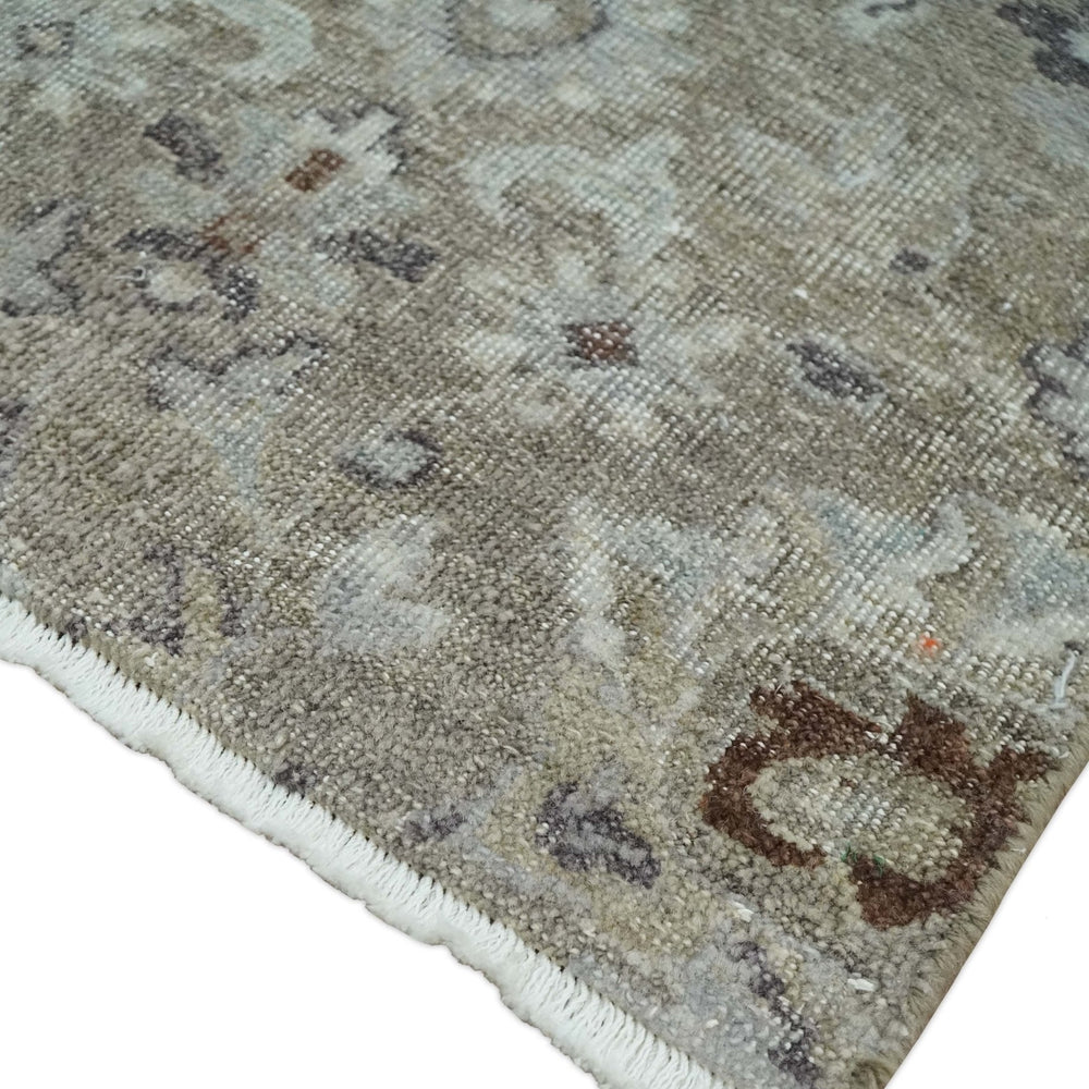 2x4 Gray and Brown Wool Hand Knotted traditional Vintage Antique Rug