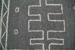 2x4 Gray and White Tribal Hand Tufted Textured Loop Area Rug