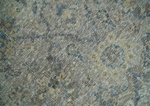2x4 Gray, Beige and Blue Wool Hand Knotted traditional Vintage Antique Rug