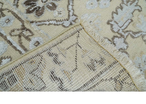 2x4 Hand Knotted Beige And silver Traditional Persian Oushak Wool Rug
