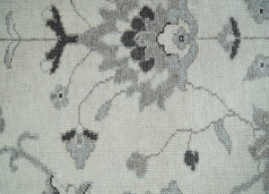 2x4 Hand Knotted Ivory and Silver Traditional Persian Oushak Wool Rug