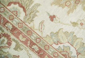 2x4 Hand Knotted Beige and Rust Traditional Oushak Wool Rug