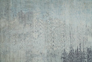 2x4 Modern Abstract Silver Hand Knotted Bamboo Silk Rug