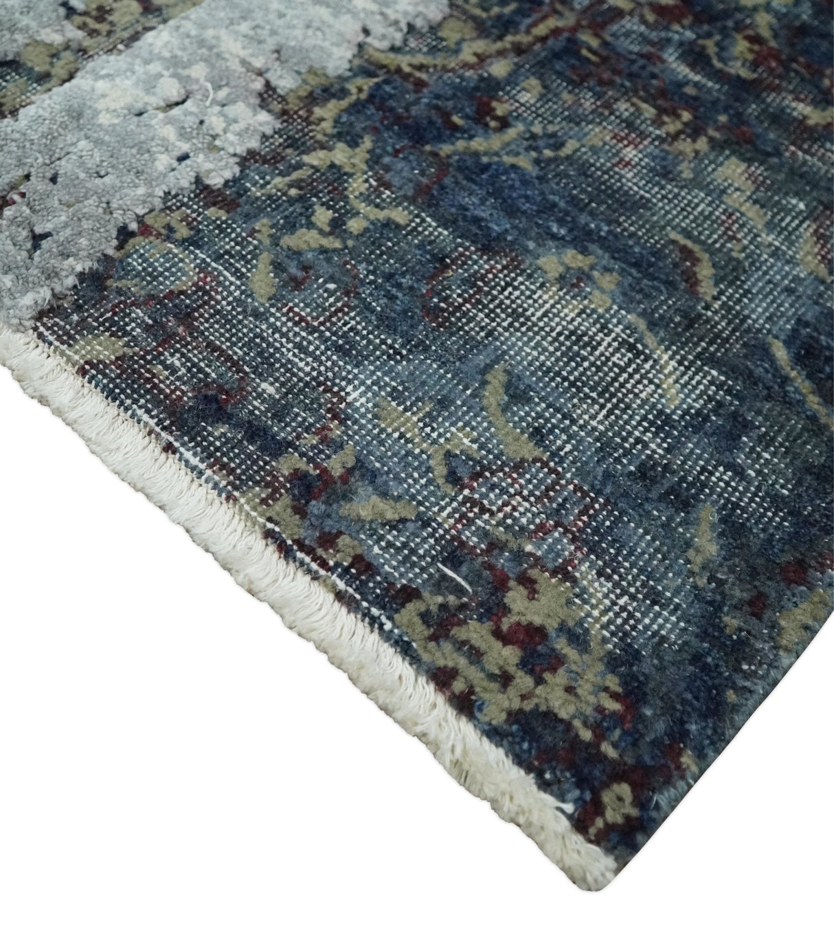 2x4 Modern Abstract Gray and Silver Hand Knotted Wool Rug