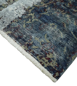 2x4 Modern Abstract Gray and Silver Hand Knotted Wool Rug