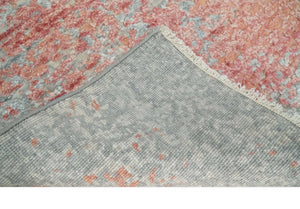 2x4 Modern Abstract Peach and Gray Bamboo Silk Hand Knotted Rug