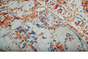 2x4 Modern Abstract Rust and Ivory Hand Loom Art Silk Rug