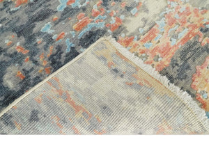 2x4 Modern Abstract Beige And Gray Hand Knotted Art Silk Rug